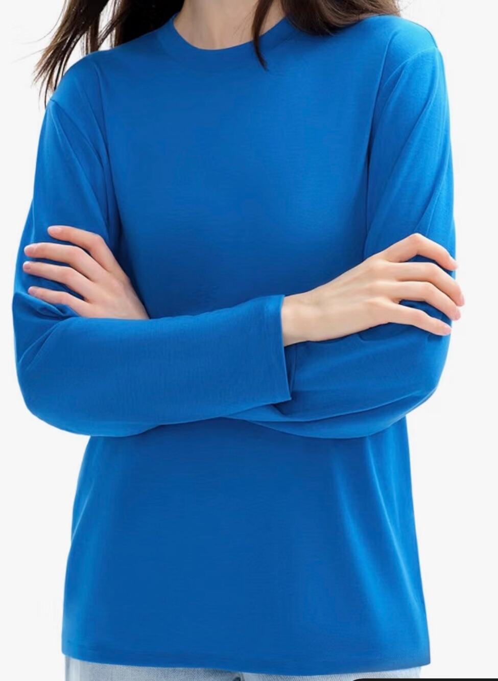 PUMIEY Women's Oversized Long Sleeve T Shirts Crew Neck Loose Fit Size Small